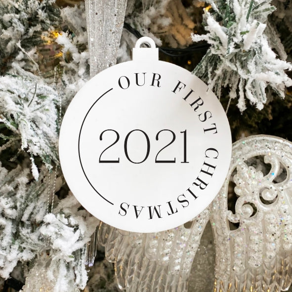 Our First Christmas 2021 Ornament - White Acrylic