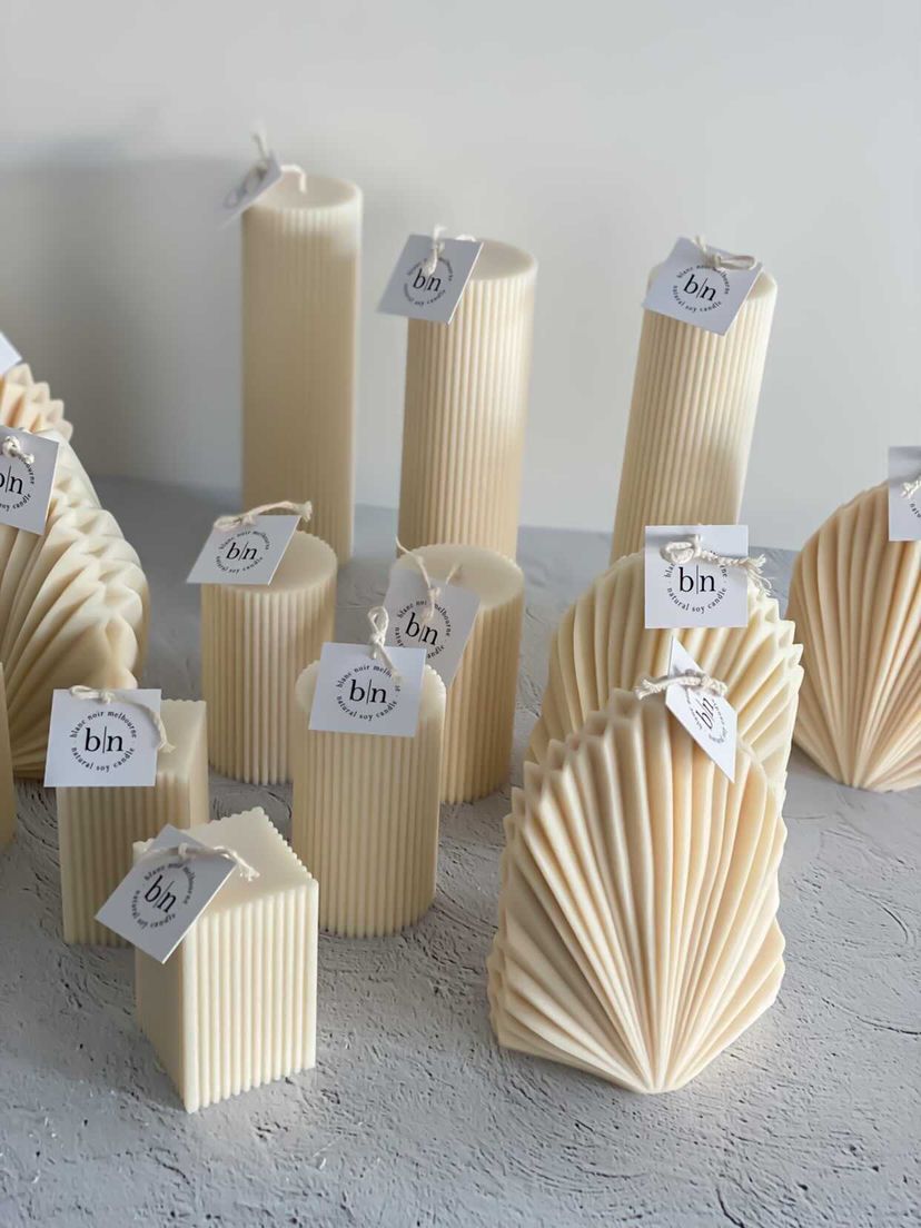 10cm Round Ribbed Pillar Candle