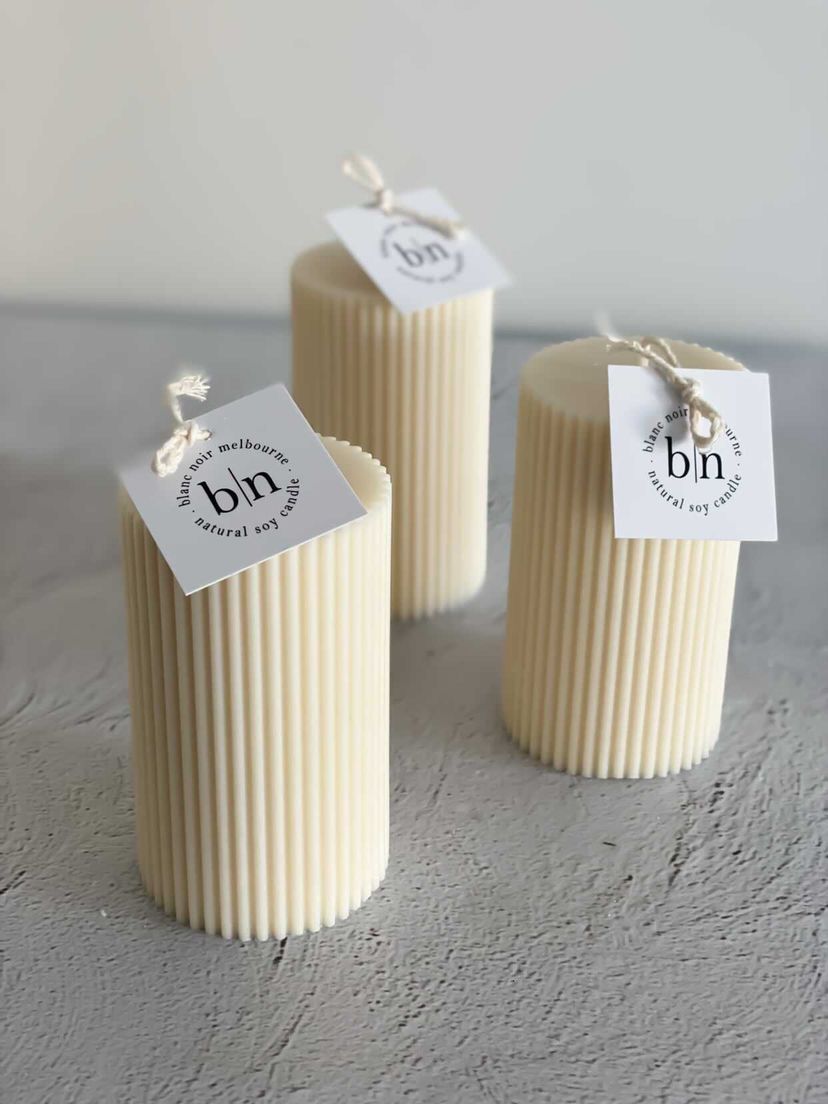 10cm Round Ribbed Pillar Candle