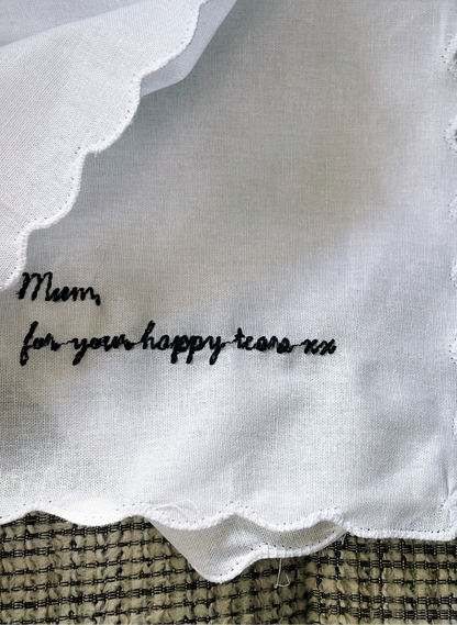 Embroidered Scalloped Keepsake Handkerchief