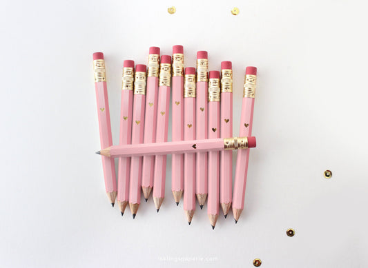 Gold Heart Mini Pencils