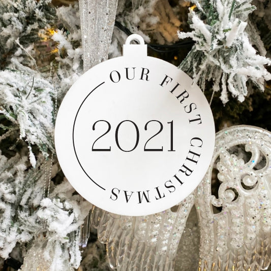 Our First Christmas 2021 Ornament - White Acrylic