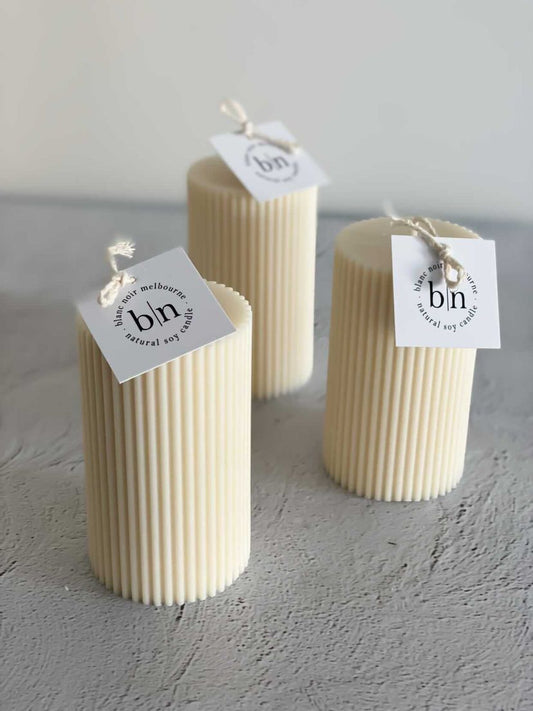 10cm Round Ribbed Pillar Candle
