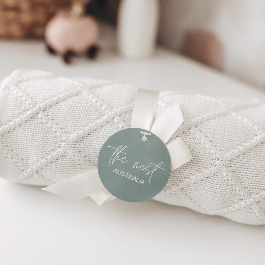 Diamond Knit Blanket - Milk